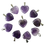 20mm Amethysts Stone Crystal Love Heart Charms Pendant DIY Necklaces