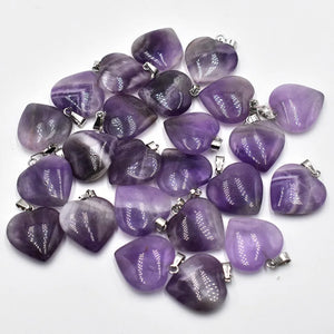 20mm Amethyst Love Stone Bead Pendant Charm Natural Stripe DIY Jewelry Lady Gift