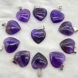 20mm Quartz Crystal Amethyst Heart Pendants 30pcs