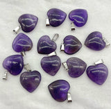 20mm Quartz Crystal Amethyst Heart Pendants 30pcs