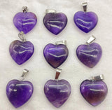 20mm Quartz Crystal Amethyst Heart Pendants 30pcs