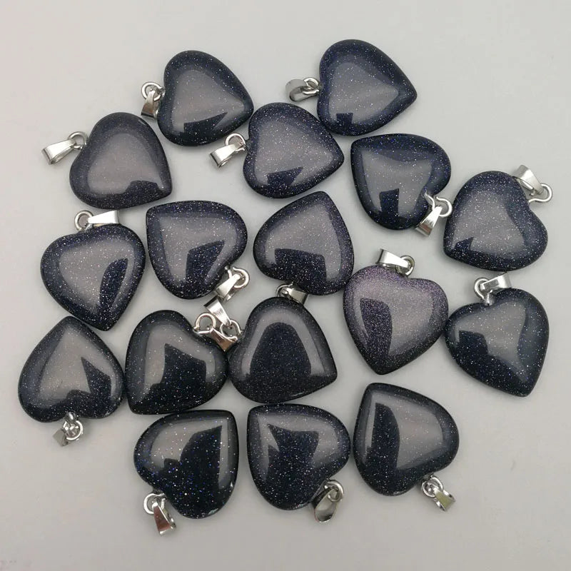 20mm Natural Love Heart Stone Pendants Charm Sand Stone 50pcs/lot