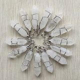20pcs Natural Stone Silver Pillar Charms 8x32mm for Jewelry Making