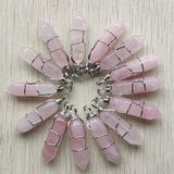 20pcs Natural Stone Silver Pillar Charms 8x32mm for Jewelry Making