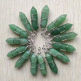 20pcs Natural Stone Silver Pillar Charms 8x32mm for Jewelry Making