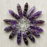 20pcs Natural Stone Silver Pillar Charms 8x32mm for Jewelry Making