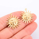 20pcs Smile Face Sun Stainless Steel Charms for DIY Necklace Bracelet Crafts