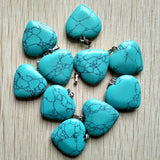 20pcs Stone Heart Charms Pendants for Jewelry Making 25mm