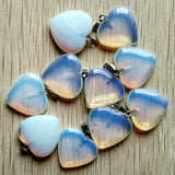 20pcs Opal Stone Heart Charms Pendants 25mm