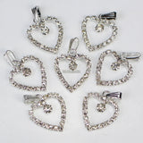 20pcs Silver Plated Crystal Rhinestone Heart Pendant Beads Necklace Pendants
