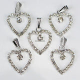 20pcs Silver Plated Crystal Rhinestone Heart Pendant Beads Necklace Pendants