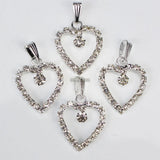 20pcs Silver Plated Crystal Rhinestone Heart Pendant Beads Necklace Pendants