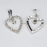 20pcs Silver Plated Crystal Rhinestone Heart Pendant Beads Necklace Pendants