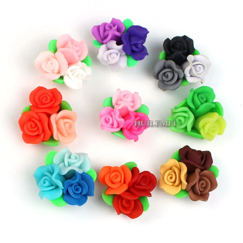 20pcs/lot 25mm Mixed Polymer Clay Flower Beads for DIY Jewelry Making