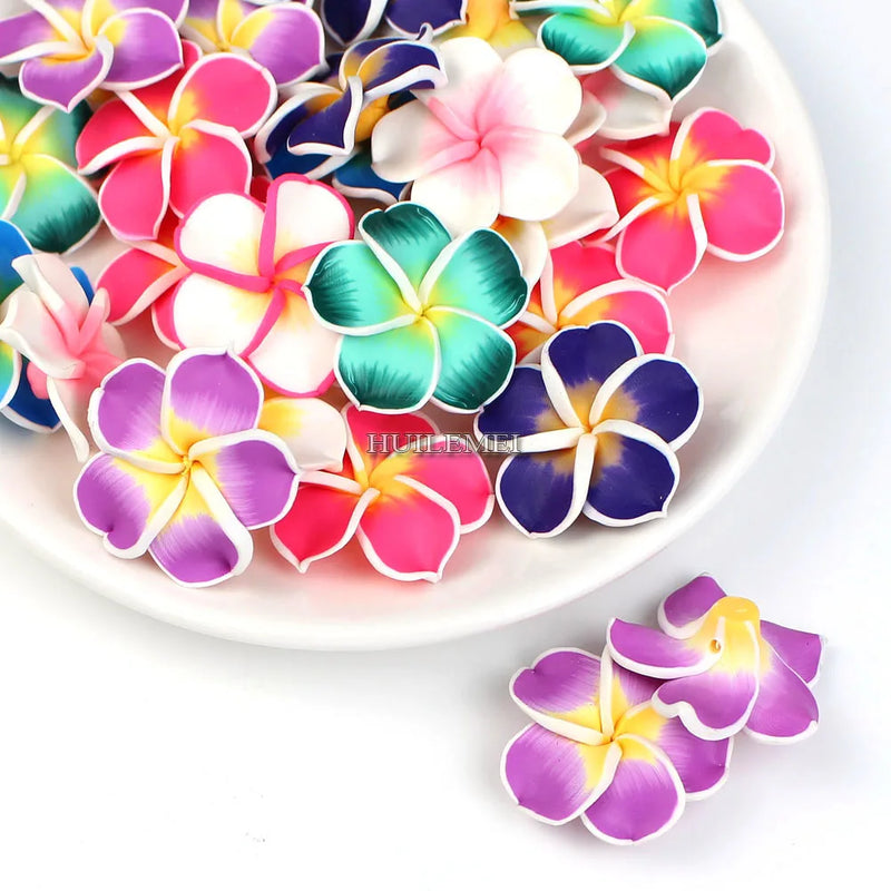 20pcs Mixed Polymer Clay Big Flower Spacer Beads for DIY Jewelry Making