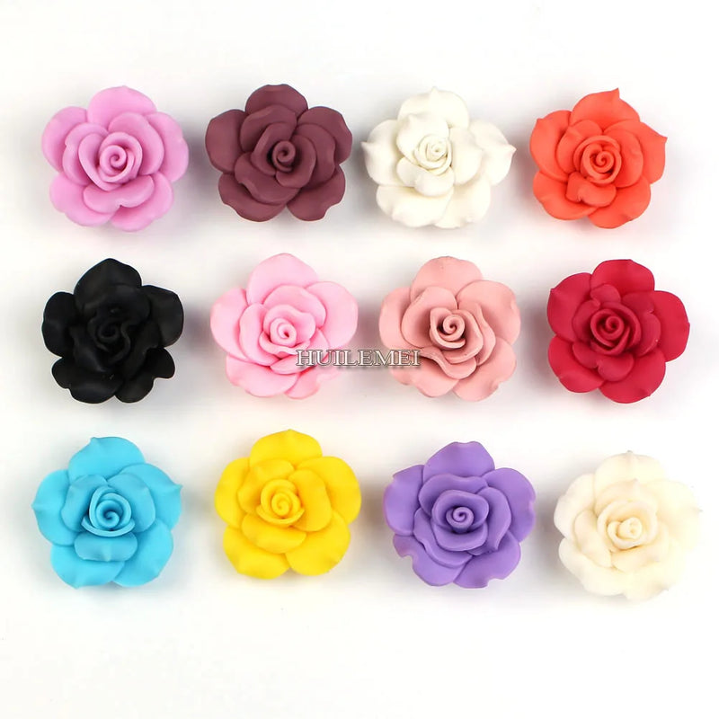 20pcs Polymer Clay Flower Beads 40mm Mixed Lot DIY Jewelry Making Craft
