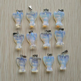 Carved Opal Stone Angel Charms Pendants for Necklace Making
