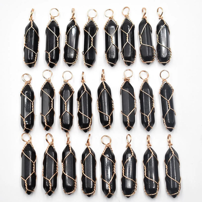 20pcs Stone Pillar Iron Wire Pendants for Jewelry Making