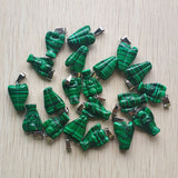 20pcs Malachite Stone Carved Angel Pendants for Jewelry Making