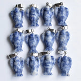 20pcs Natural Sodalite Stone Angel Charms Pendants for Jewelry Making