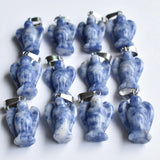20pcs Natural Sodalite Stone Angel Charms Pendants for Jewelry Making