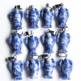 20pcs Natural Sodalite Stone Angel Charms Pendants for Jewelry Making