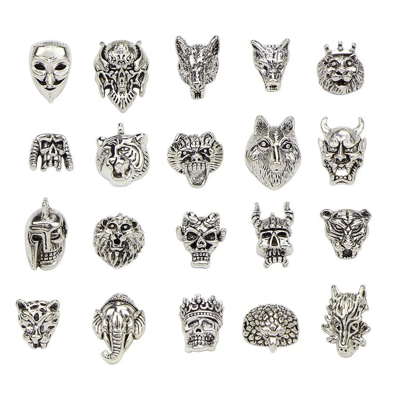 20pcs Lion Head Tibetan Silver Animal Beads for Bracelet Making