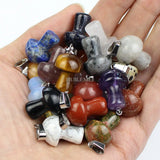 20pcs Natural Stone Mushroom Pendant Beads for Necklace Making