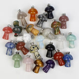 20pcs Natural Stone Mushroom Pendant Beads for Necklace Making