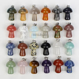 20pcs Natural Stone Mushroom Pendant Beads for Necklace Making