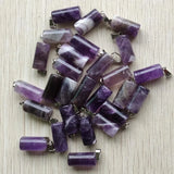20pcs/lot Purple Crystal Cylinder Shape Pendants for Necklace Jewelry Making