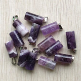 20pcs/lot Purple Crystal Cylinder Shape Pendants for Necklace Jewelry Making