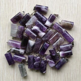20pcs/lot Purple Crystal Cylinder Shape Pendants for Necklace Jewelry Making