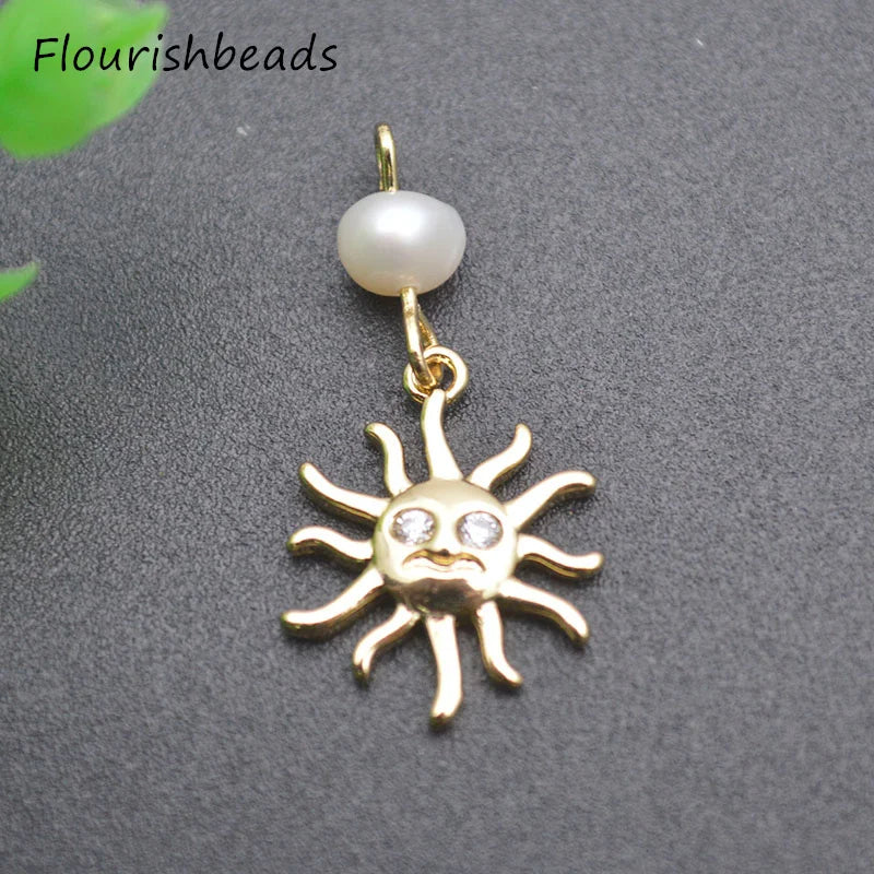 20pcs/lot Smiley Sun Charms CZ Pave Beads for DIY Jewelry