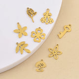 20pcs Stainless Steel Plant Flower Leaf Charms DIY Jewelry Making Accessories
