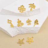 20pcs Stainless Steel Plant Flower Leaf Charms DIY Jewelry Making Accessories