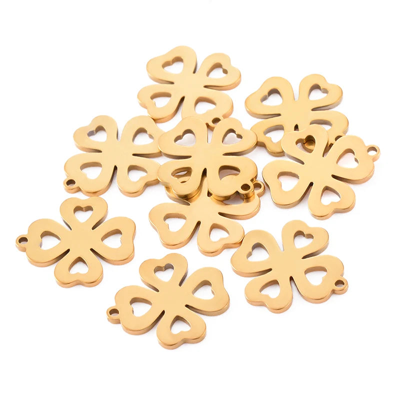 20pcs Stainless Steel Plant Flower Leaf Charms DIY Jewelry Making Accessories