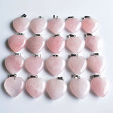20pcs Natural Quartz Stone Heart Charms Pendants for Jewelry Making