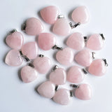 20pcs Natural Quartz Stone Heart Charms Pendants for Jewelry Making