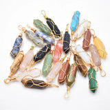 20pcs Mixed Pillar Shape Golden Iron Wire Pendants for Jewelry Making