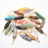 20pcs Mixed Pillar Shape Golden Iron Wire Pendants for Jewelry Making