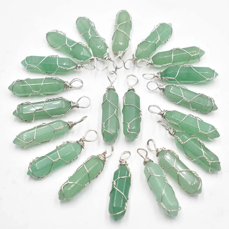 Green Aventurine Pillar Point Pendants x20