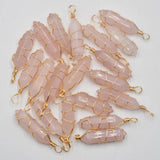 20pcs Natural Pink Quartz Stone Point Pendants for Jewelry Making