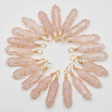 20pcs Natural Pink Quartz Stone Point Pendants for Jewelry Making