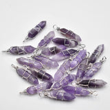 20pcs Natural Stone Amethysts Point Pendants for Jewelry Making