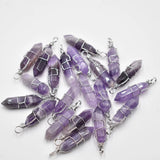 20pcs Natural Stone Amethysts Point Pendants for Jewelry Making