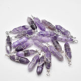 20pcs Natural Stone Amethysts Point Pendants for Jewelry Making