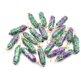 20pcs Natural Stone Red Green Treasure Point Pendants
