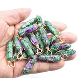 20pcs Natural Stone Red Green Treasure Point Pendants