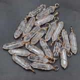 20pcs Natural Stone Crystal Pillar Point Wire Pendants